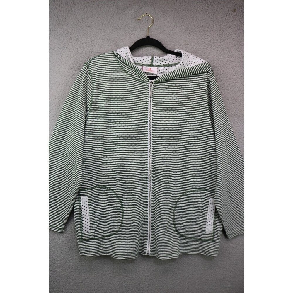 Quaker Factory by Jenne Bice Hooded Long Sleeve Cardigan-1X-Full Zip-Pockets